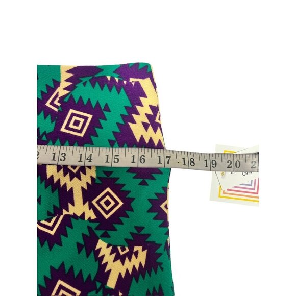 LuLaRoe Cassie Women's Textile Green, Yellow, & Purple Skirt - Picture 6 of 7